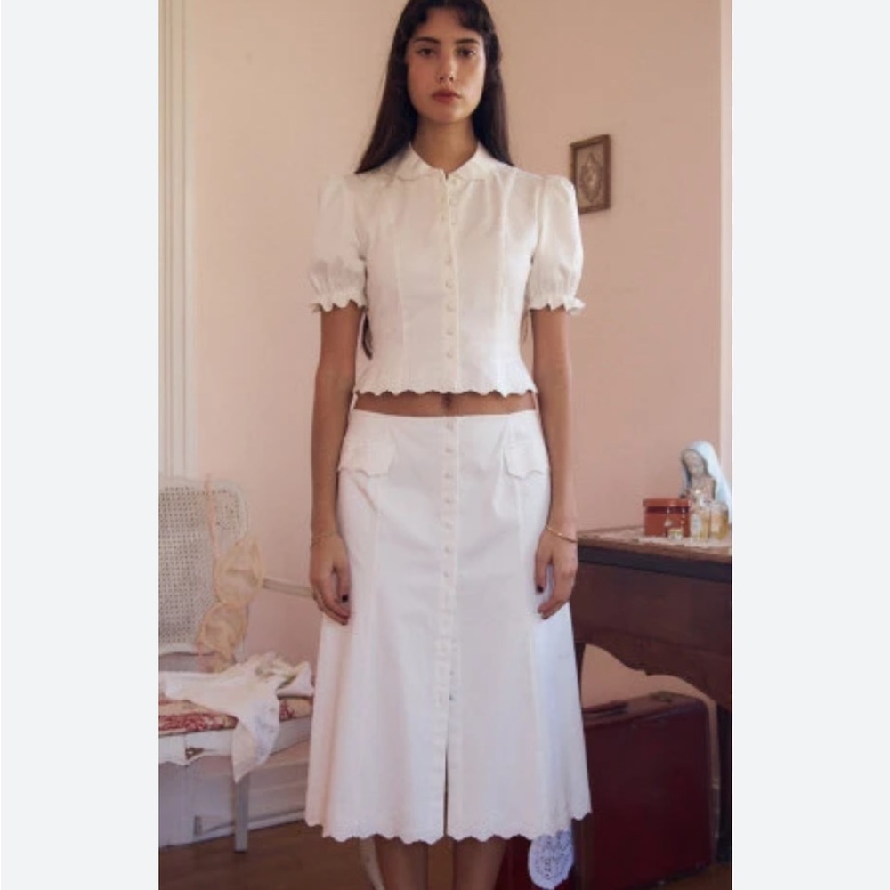 Mirror Palais White Midi A-Line Skirt